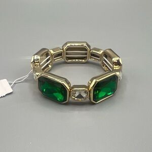 J. Crew Chunky Crystal Stretch Bracelet Green